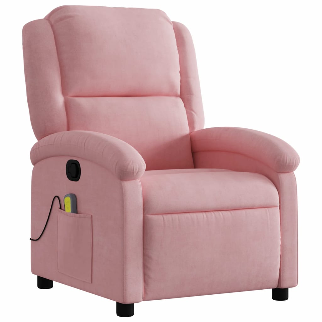 Poltrona de massagens reclinável veludo rosa