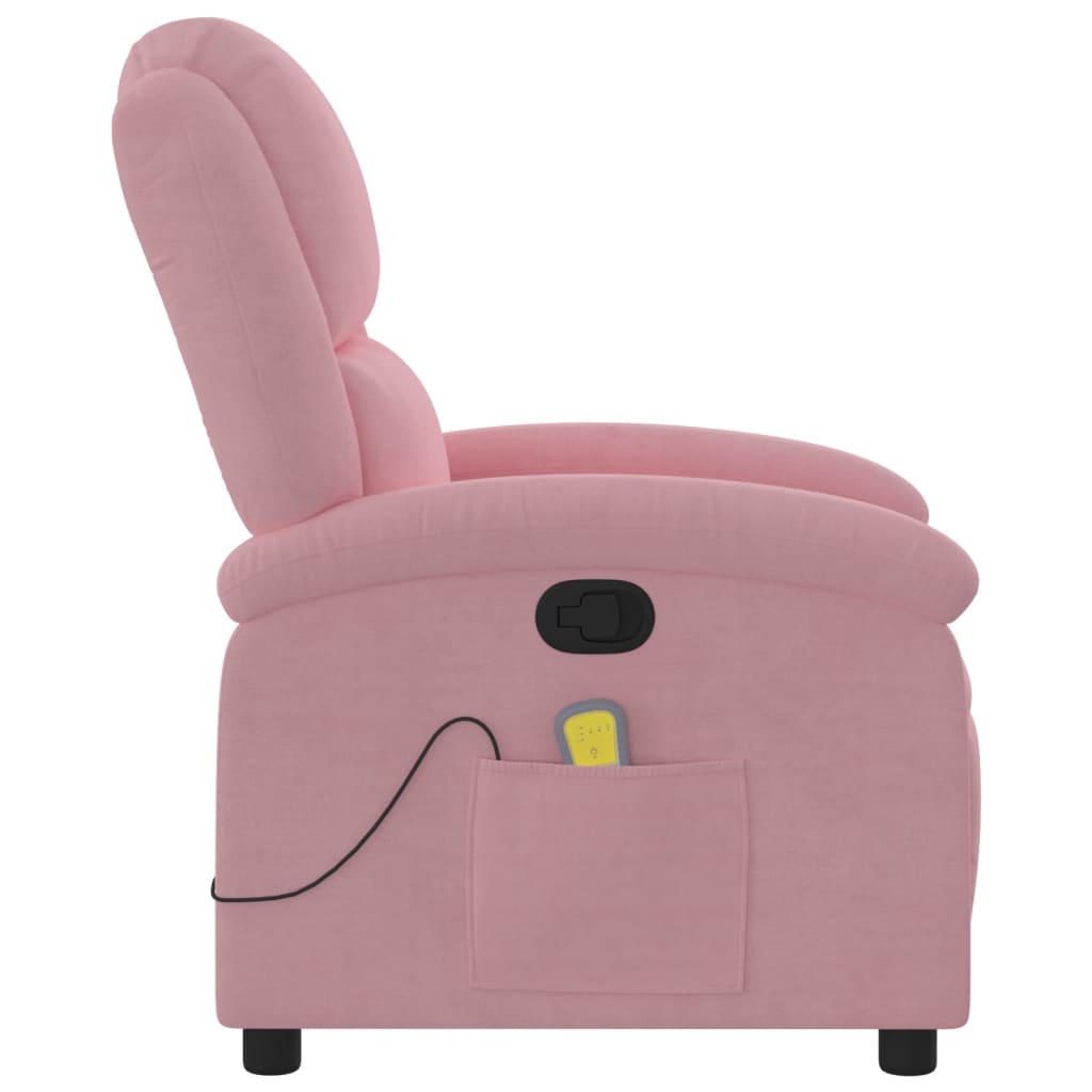 Poltrona de massagens reclinável veludo rosa