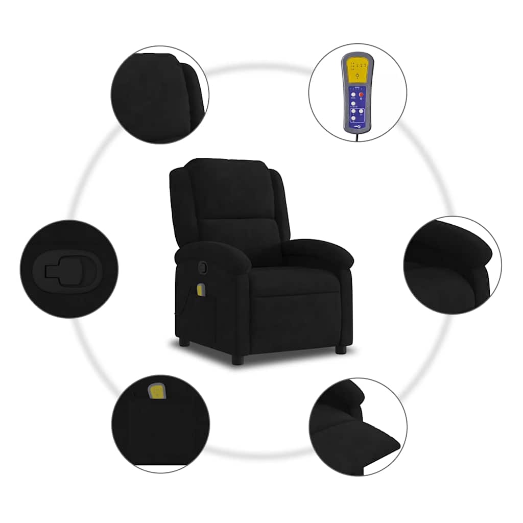 Poltrona de massagens reclinável veludo preto