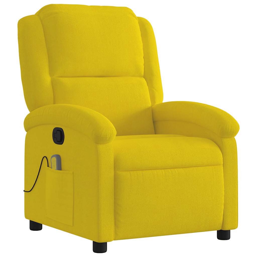 Poltrona de massagens reclinável veludo amarelo