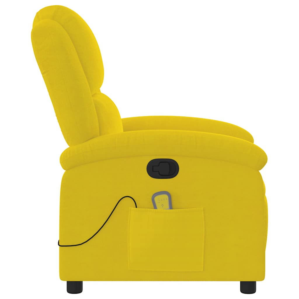 Poltrona de massagens reclinável veludo amarelo