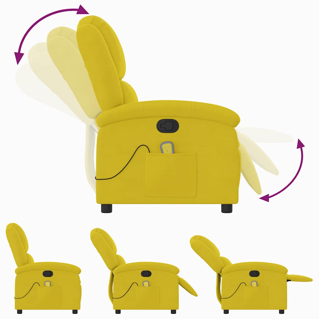 Poltrona de massagens reclinável veludo amarelo