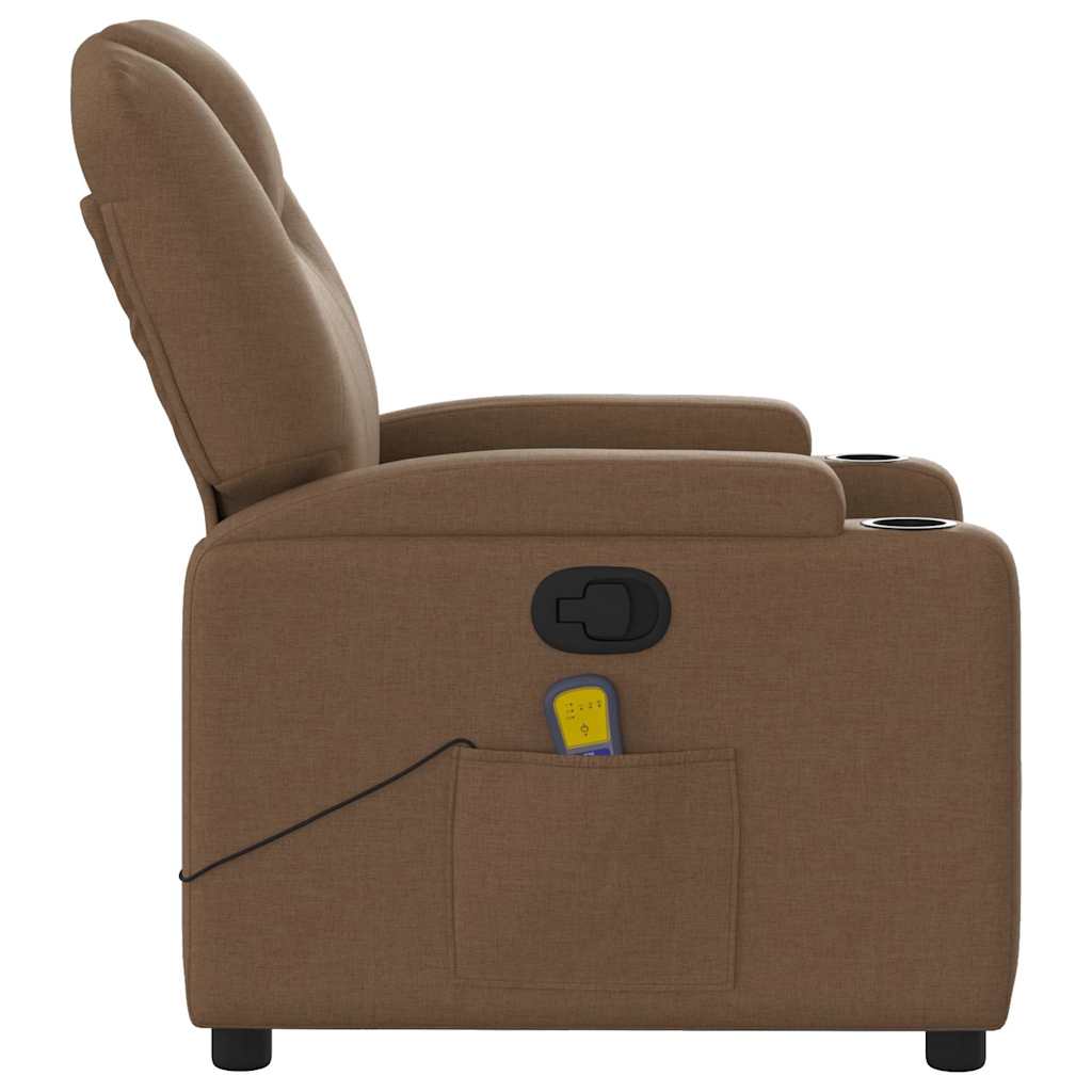 Poltrona de massagens reclinável tecido castanho