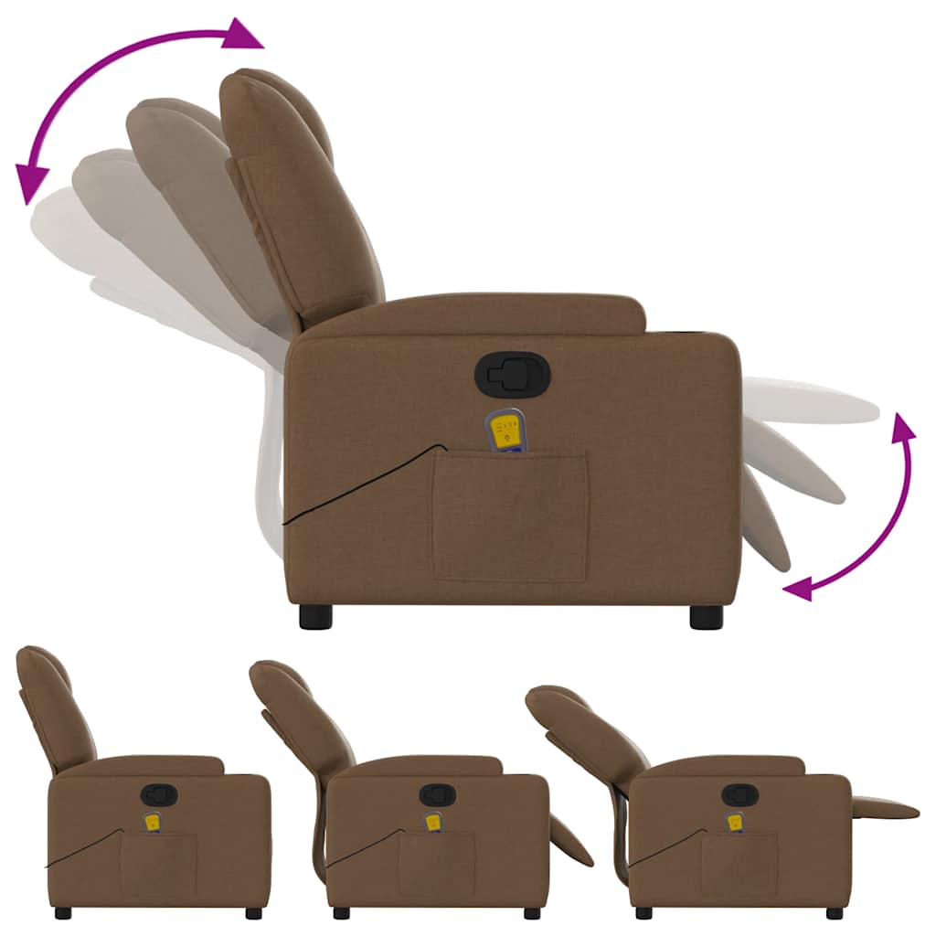 Poltrona de massagens reclinável tecido castanho