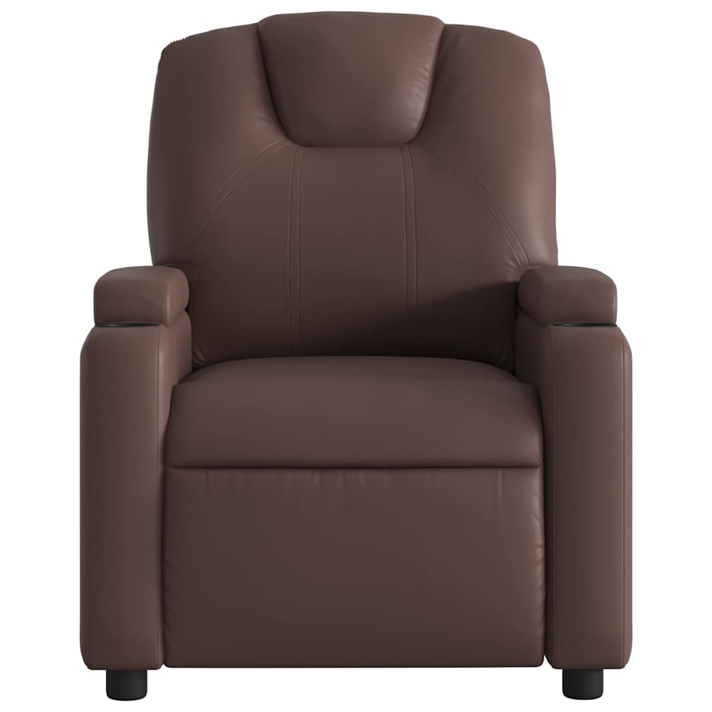 Poltrona reclinável couro artificial castanho