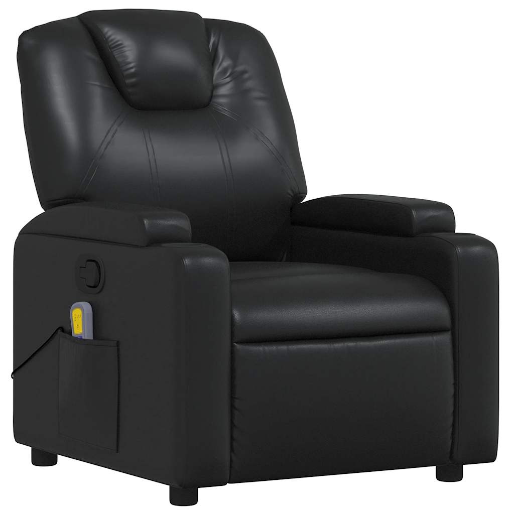 Poltrona de massagens reclinável couro artificial preto