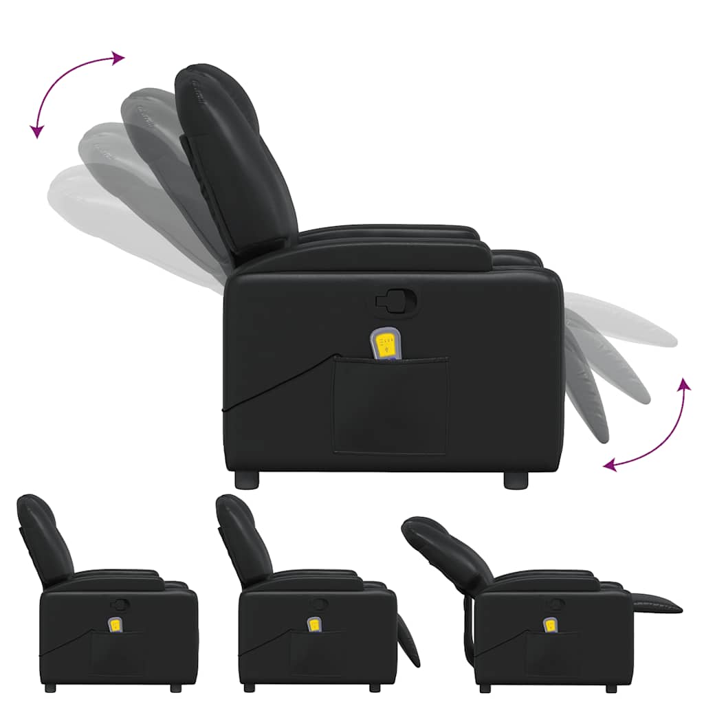 Poltrona de massagens reclinável couro artificial preto