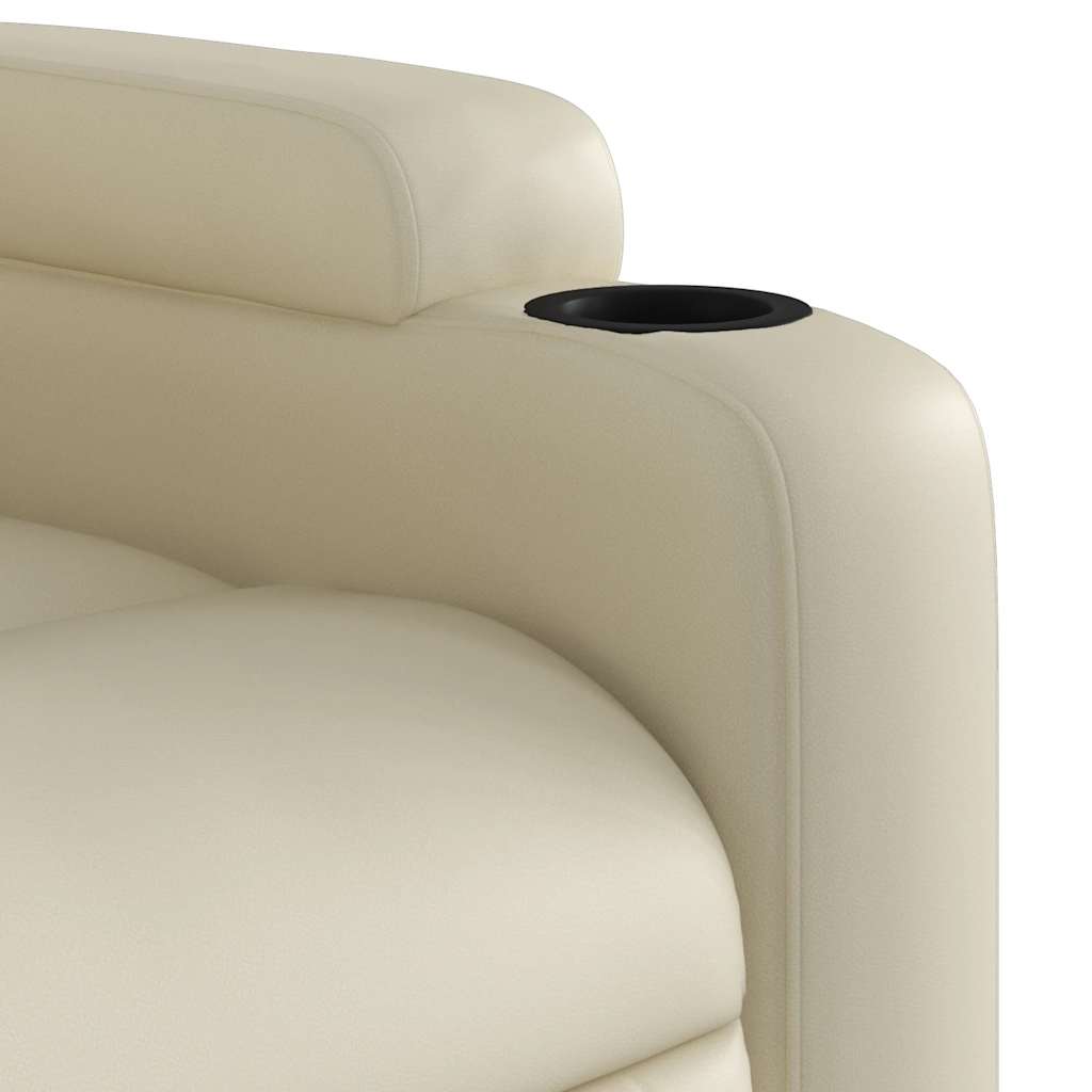Poltrona de massagens reclinável couro artificial cor creme