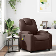 Poltrona de massagens reclinável couro artificial castanho