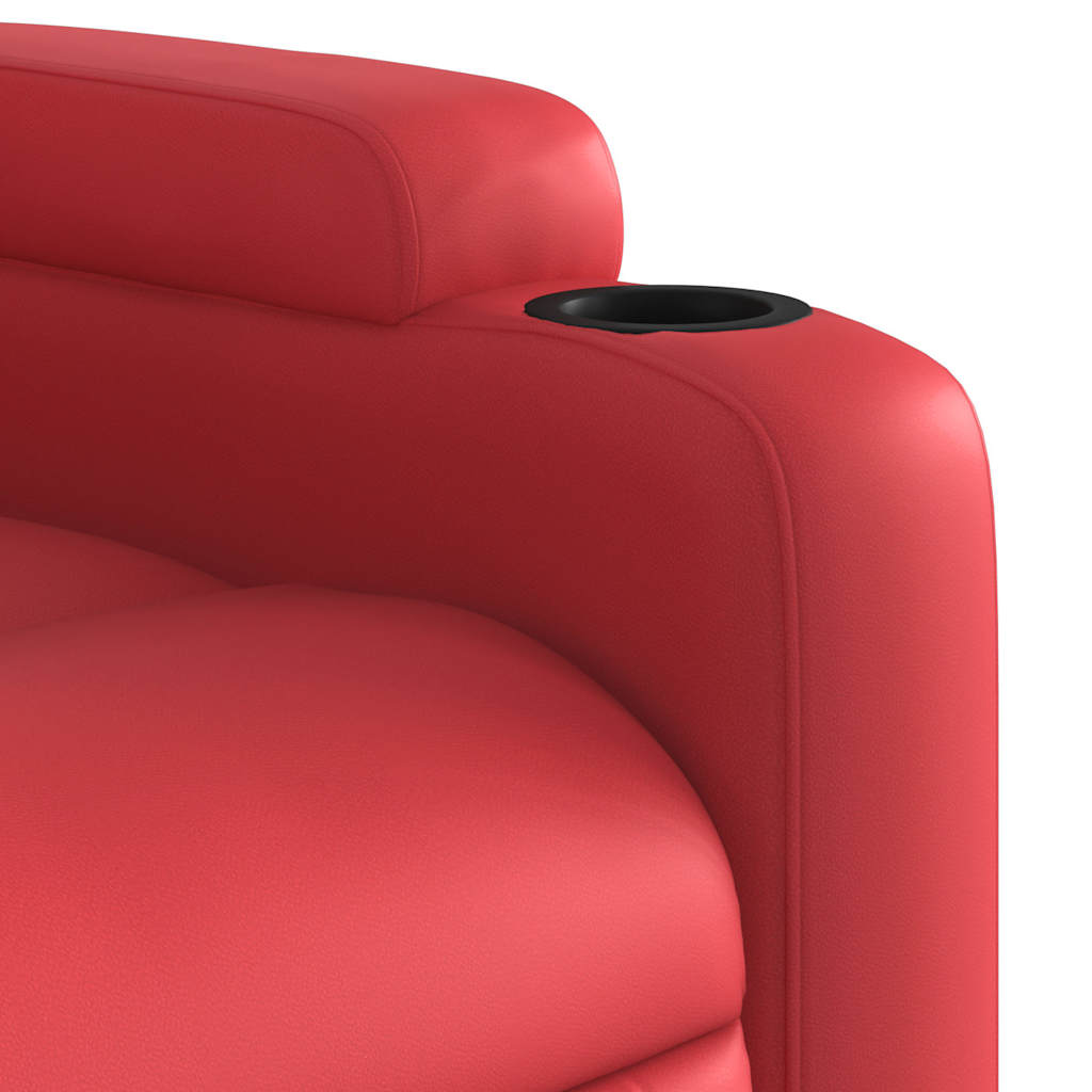 Poltrona de massagens reclinável couro artificial vermelho