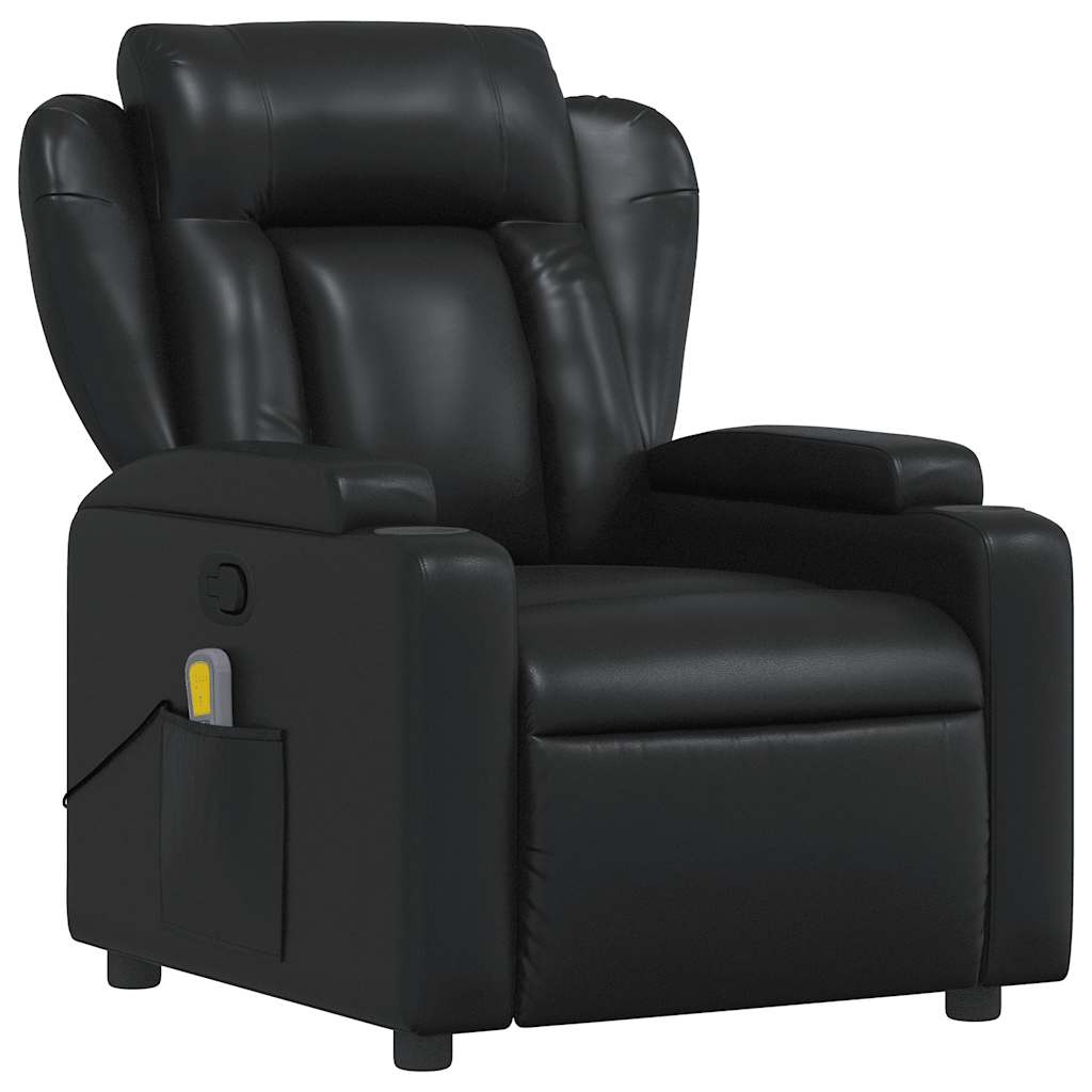 Poltrona de massagens reclinável couro artificial preto