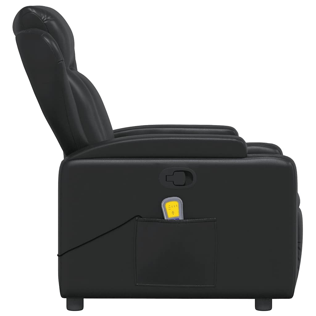 Poltrona de massagens reclinável couro artificial preto