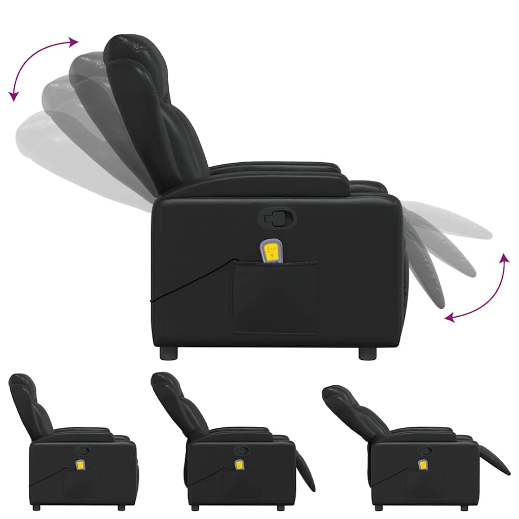 Poltrona de massagens reclinável couro artificial preto