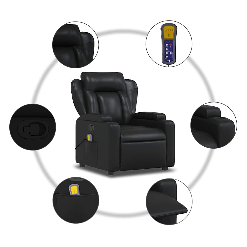 Poltrona de massagens reclinável couro artificial preto