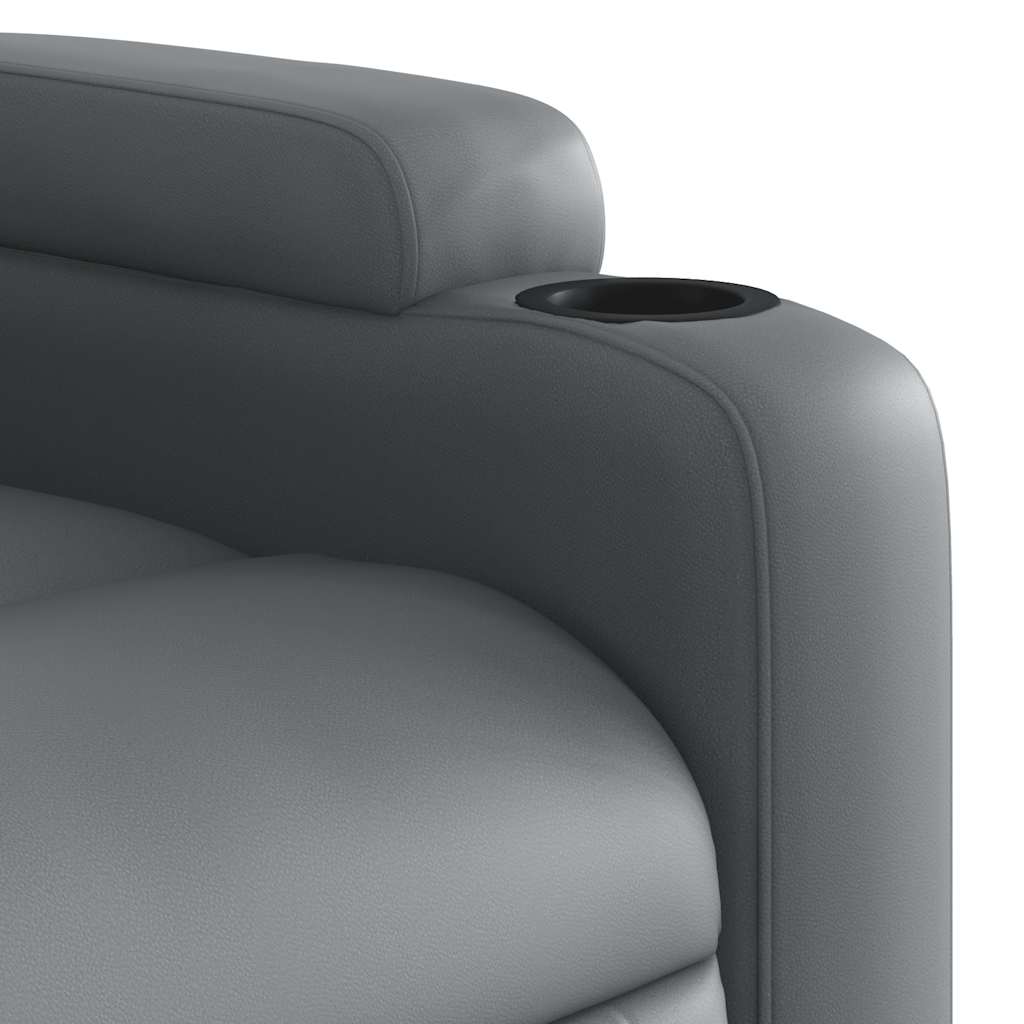 Poltrona de massagens reclinável couro artificial cinzento