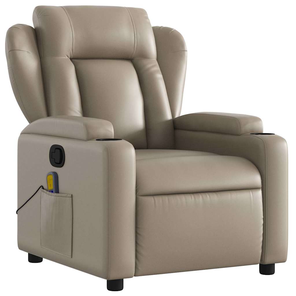 Poltrona de massagens reclinável couro artificial cappuccino