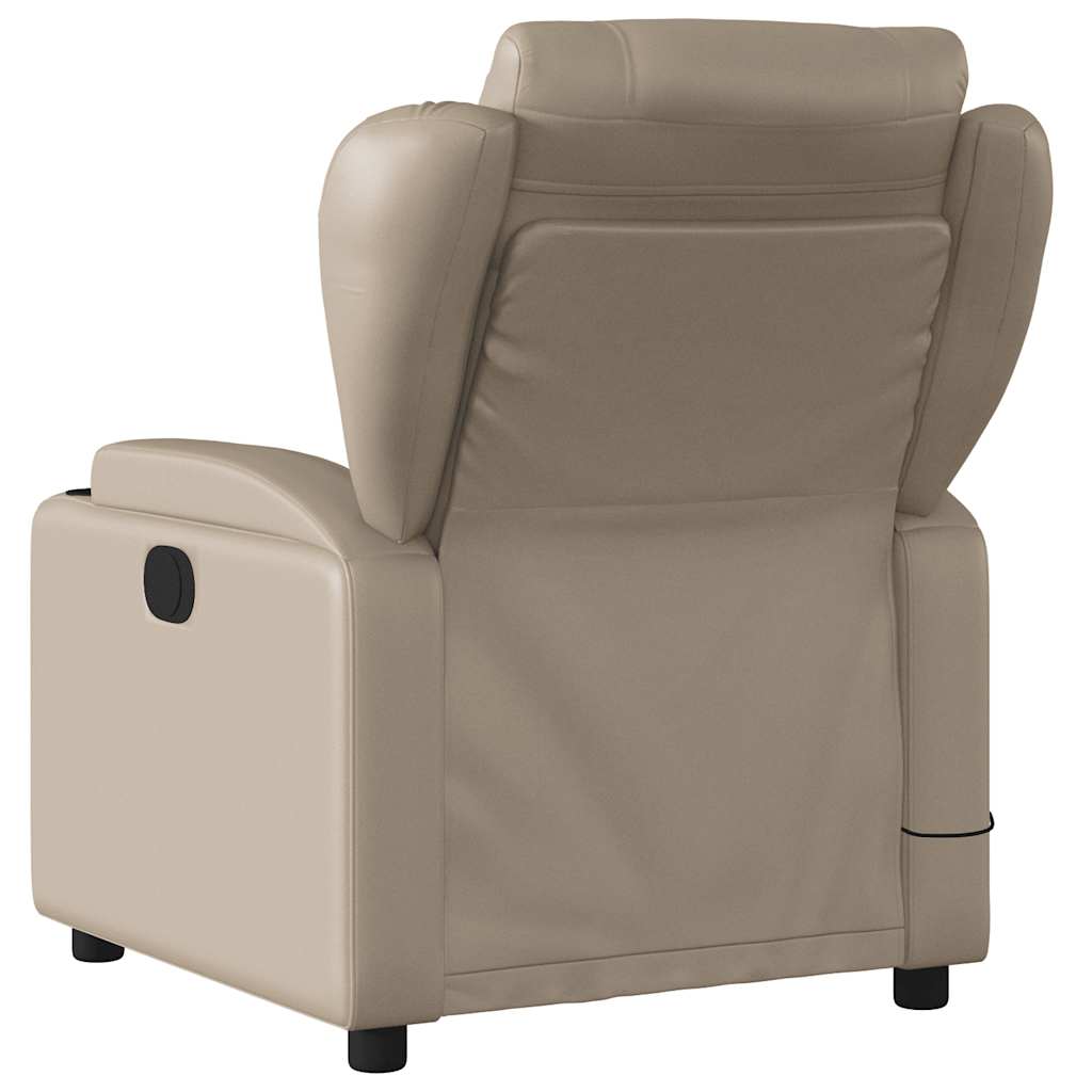 Poltrona de massagens reclinável couro artificial cappuccino