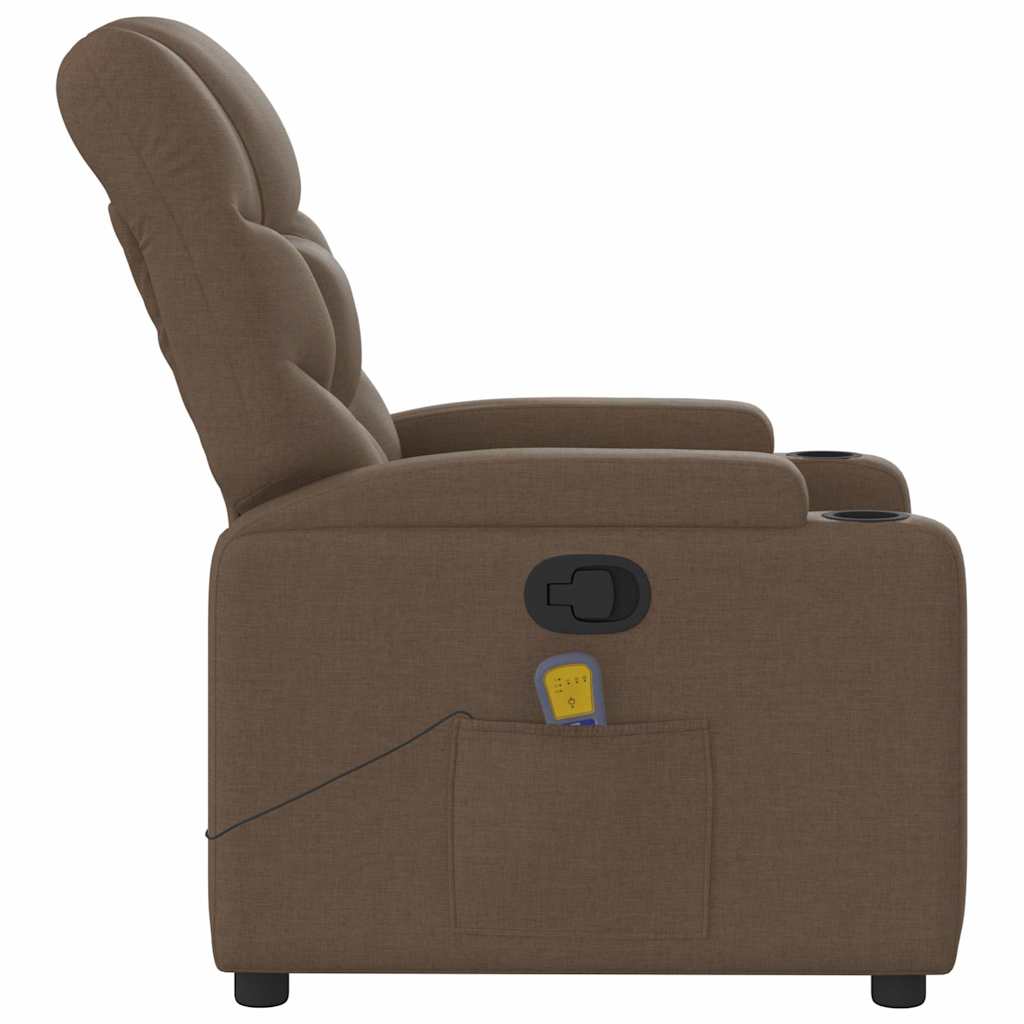Poltrona de massagens reclinável tecido castanho