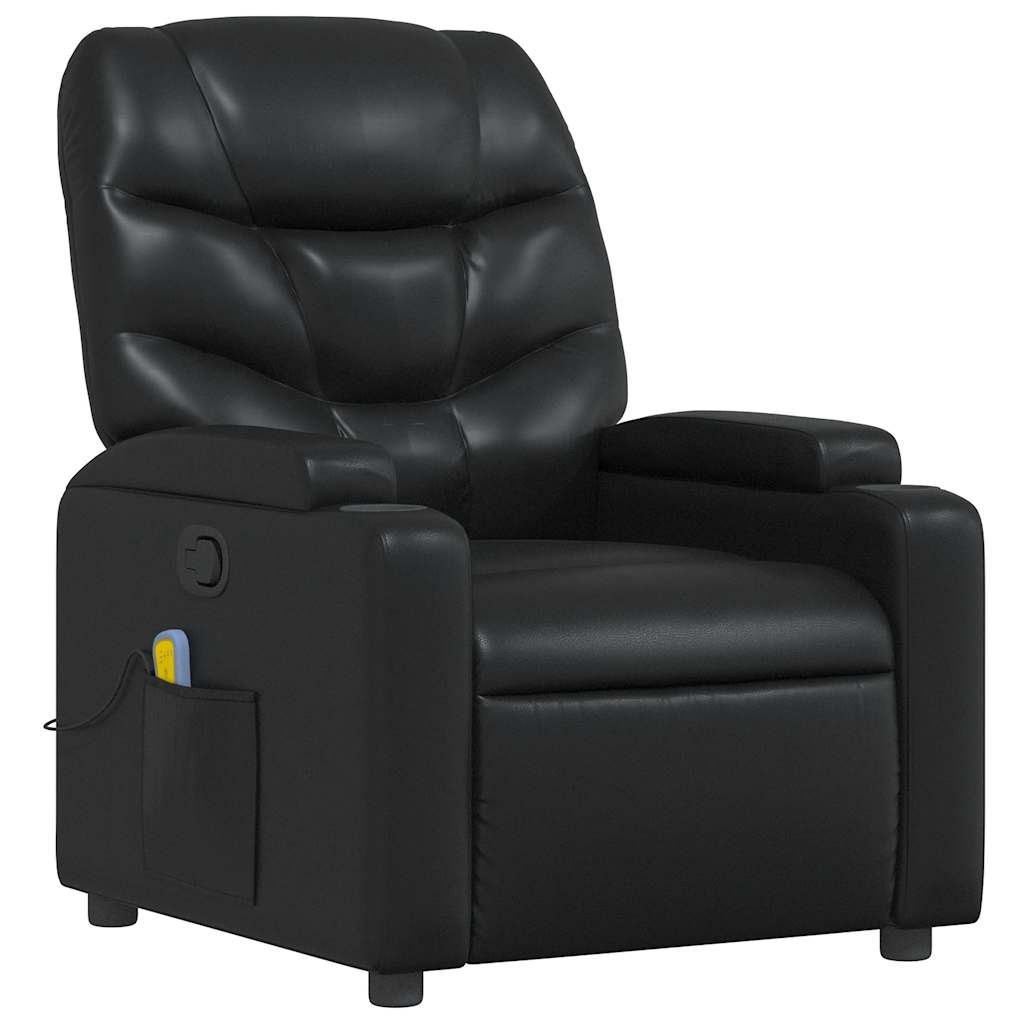 Poltrona de massagens reclinável couro artificial preto