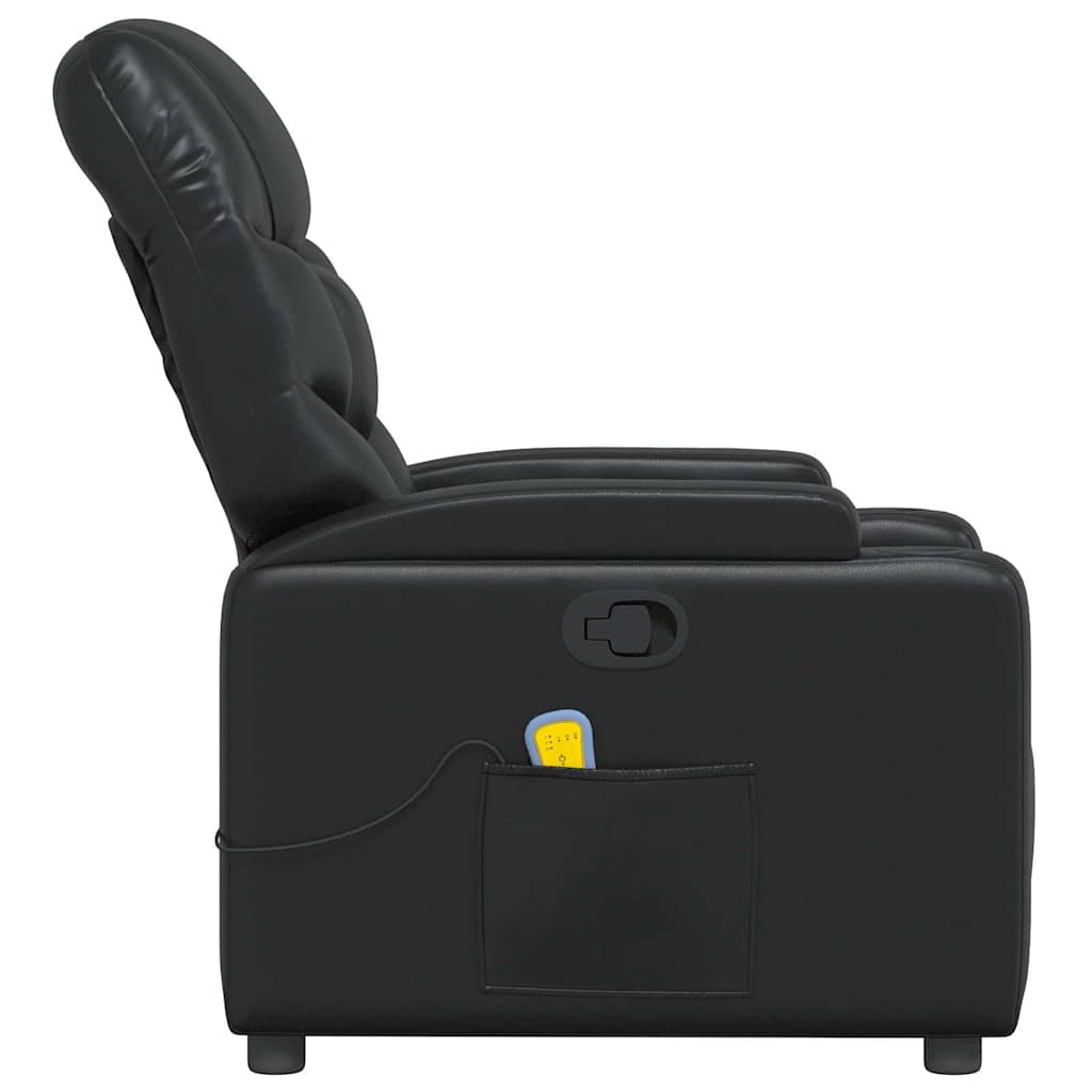 Poltrona de massagens reclinável couro artificial preto