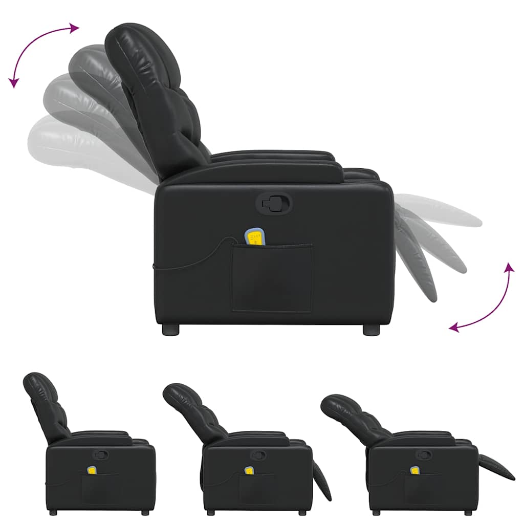 Poltrona de massagens reclinável couro artificial preto