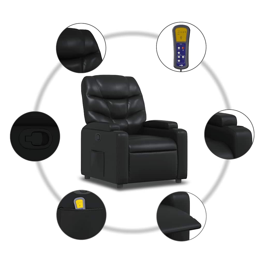 Poltrona de massagens reclinável couro artificial preto