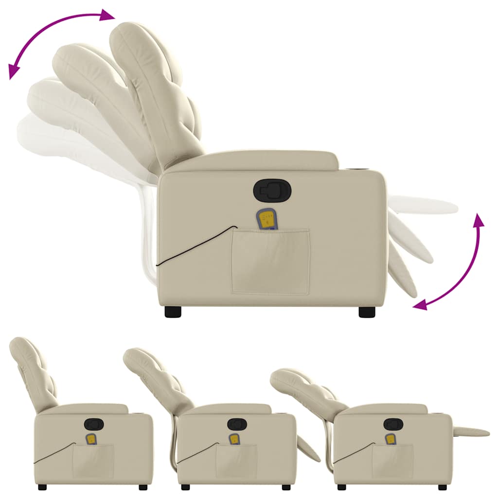 Poltrona de massagens reclinável couro artificial cor creme