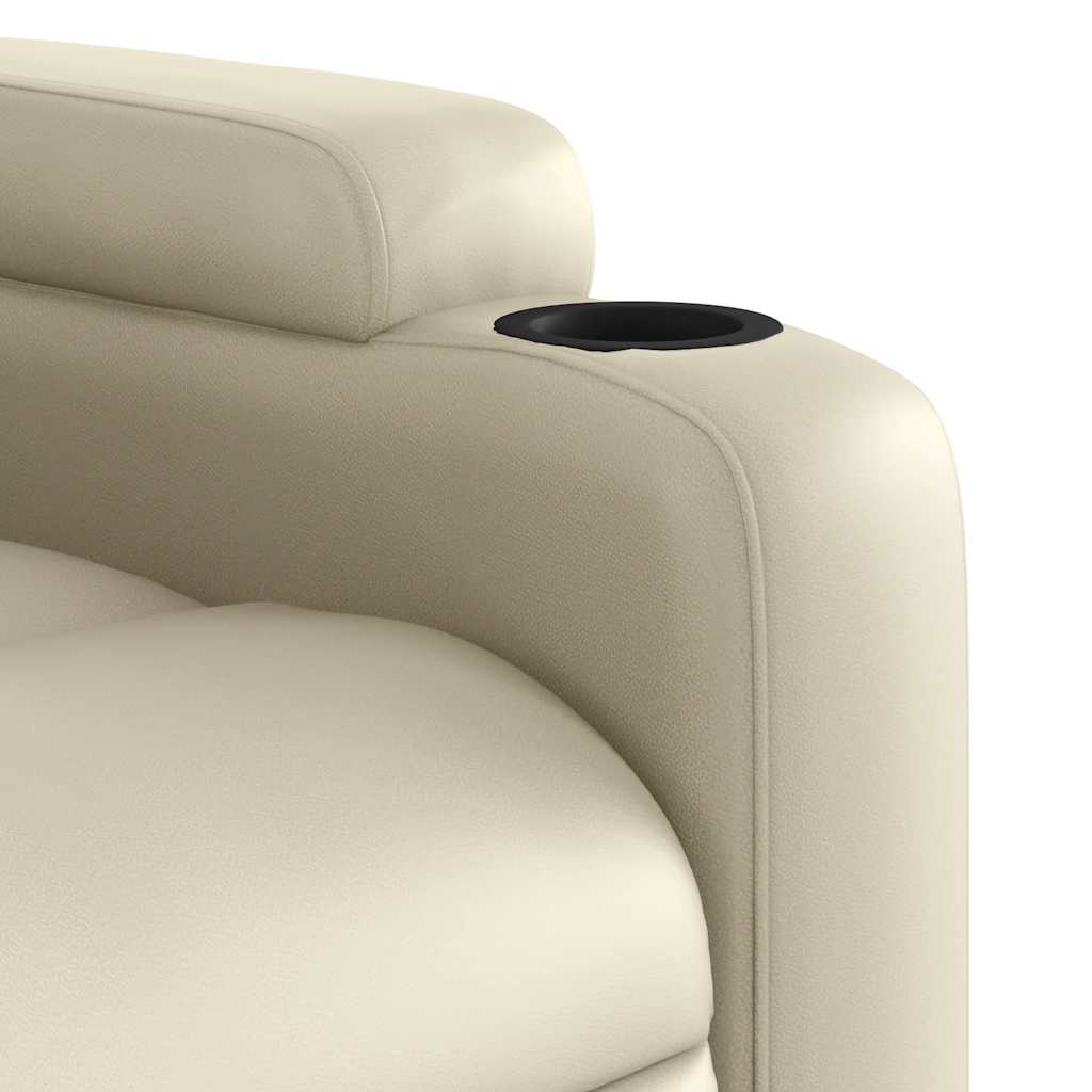 Poltrona de massagens reclinável couro artificial cor creme