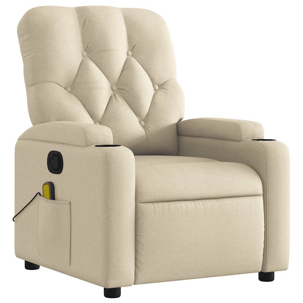 Poltrona de massagens reclinável tecido cor creme