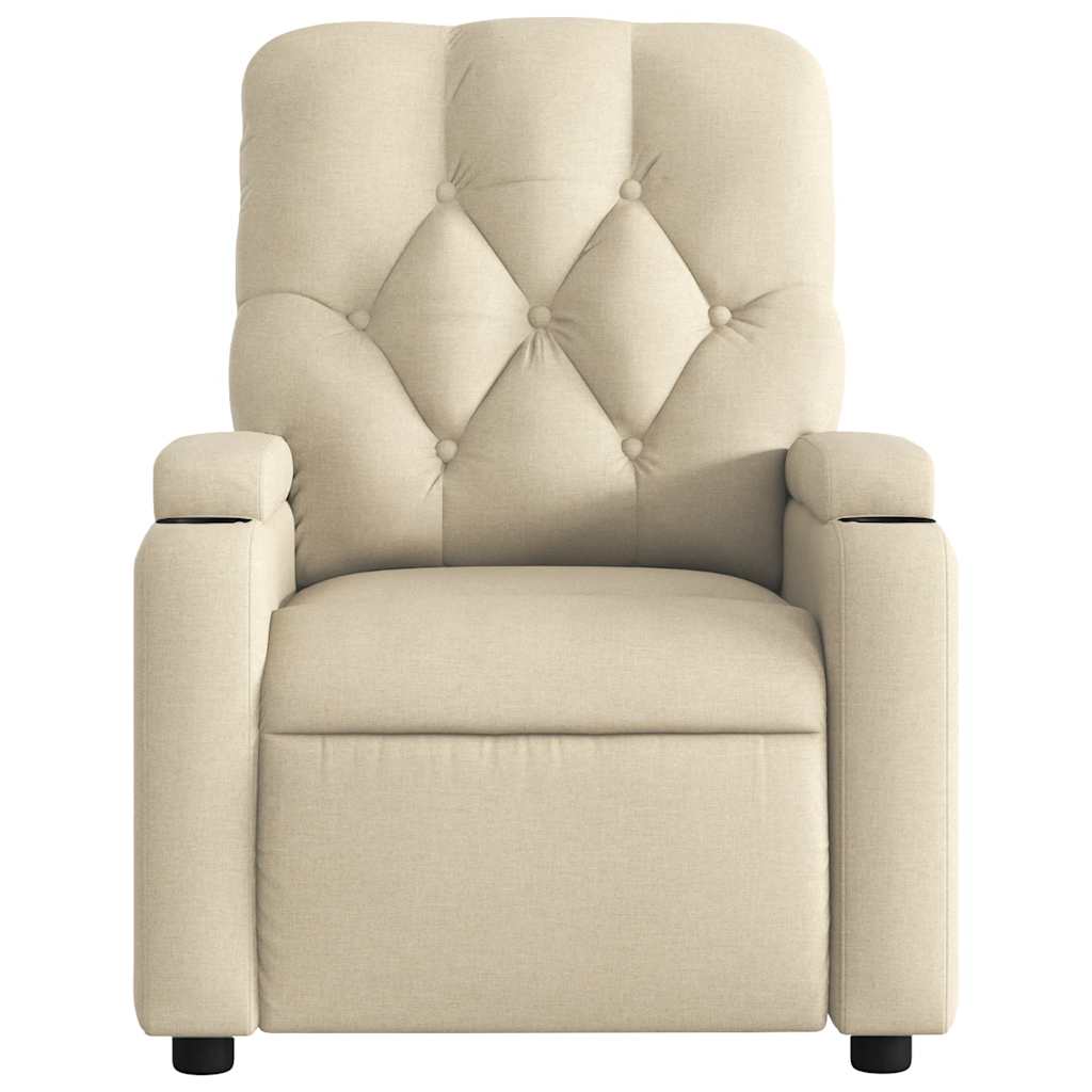 Poltrona de massagens reclinável tecido cor creme