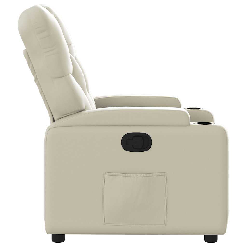 Poltrona reclinável couro artificial cor creme