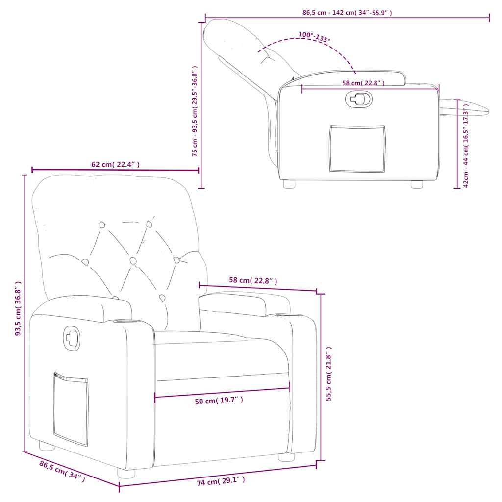 Poltrona reclinável couro artificial vermelho