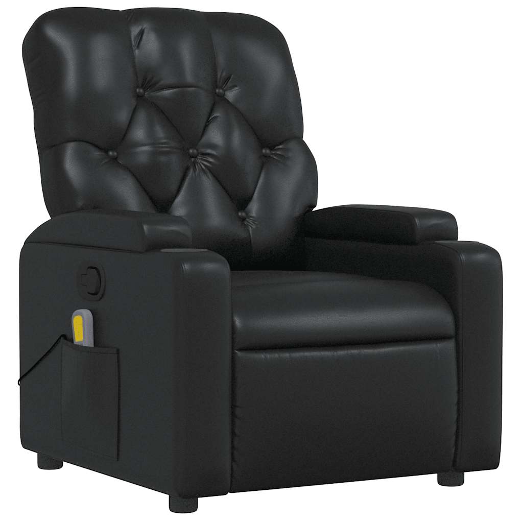 Poltrona de massagens reclinável couro artificial preto