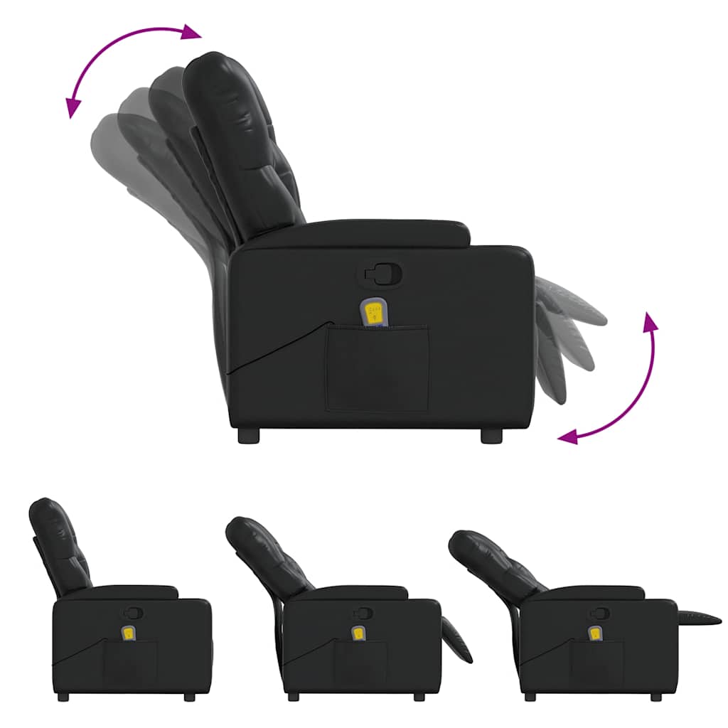 Poltrona de massagens reclinável couro artificial preto