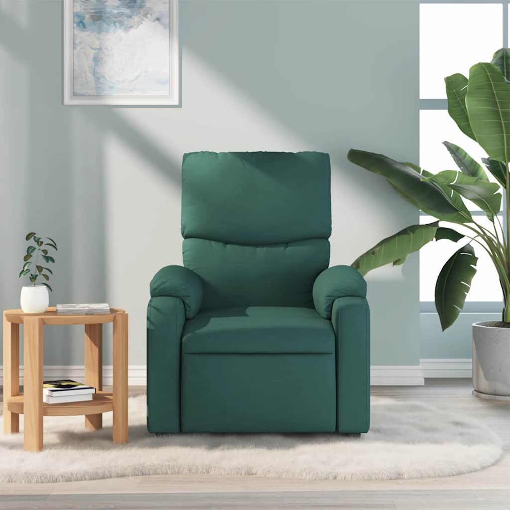 Poltrona de massagens reclinável tecido verde-escuro