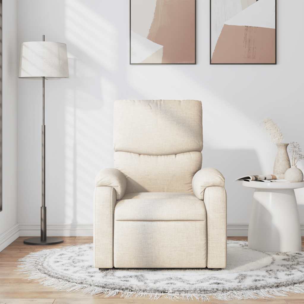 Poltrona de massagens reclinável tecido cor creme
