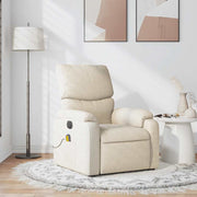 Poltrona de massagens reclinável tecido cor creme