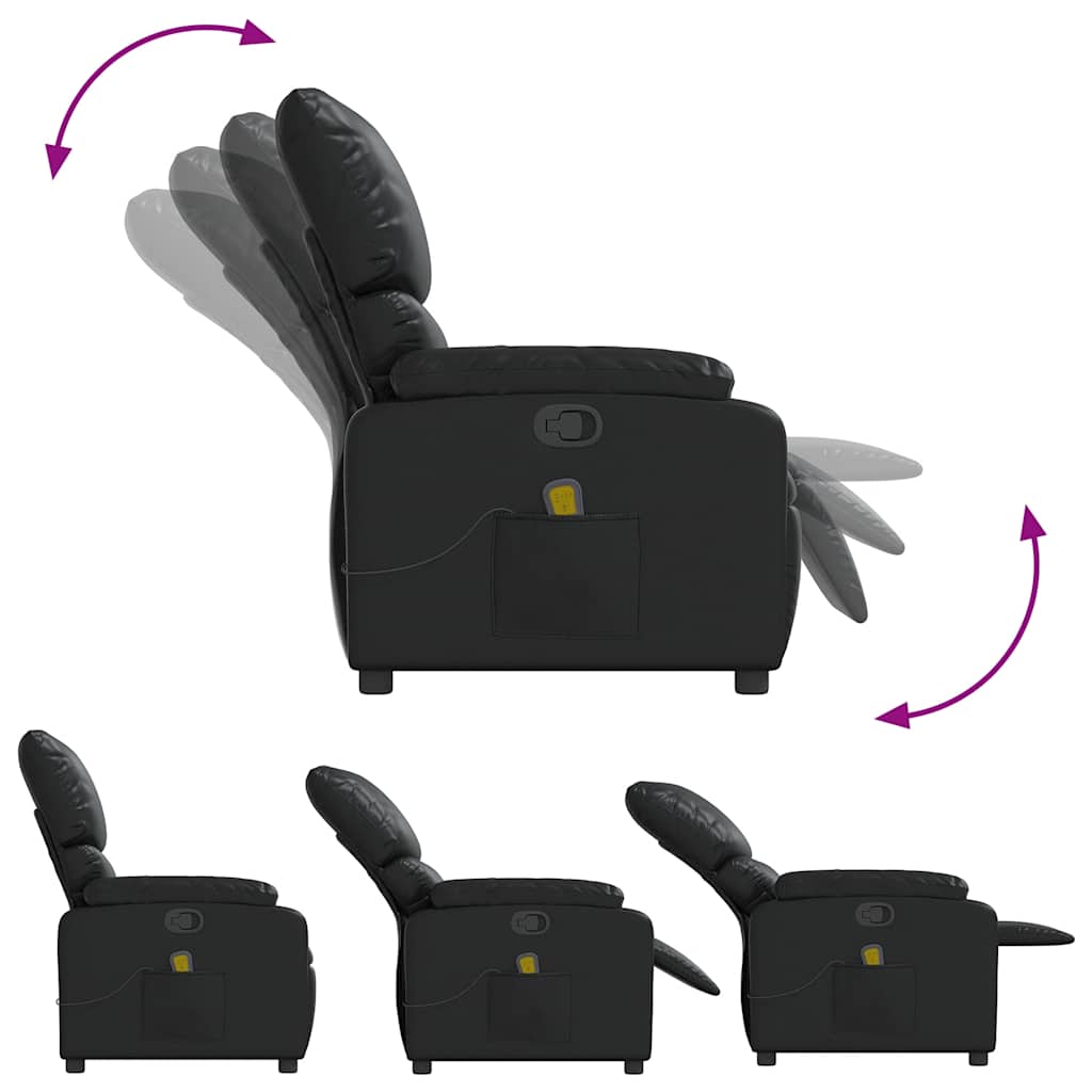 Poltrona de massagens reclinável couro artificial preto