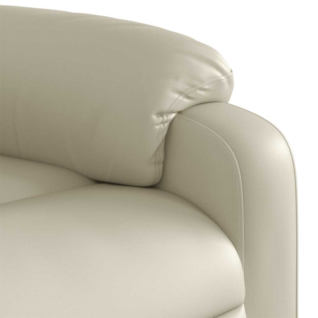 Poltrona de massagens reclinável couro artificial cor creme