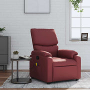 Poltrona massagens reclinável couro artificial vermelho tinto