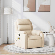 Poltrona de massagens reclinável tecido cor creme