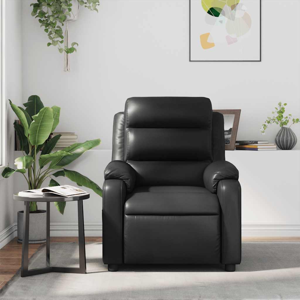 Poltrona de massagens reclinável couro artificial preto