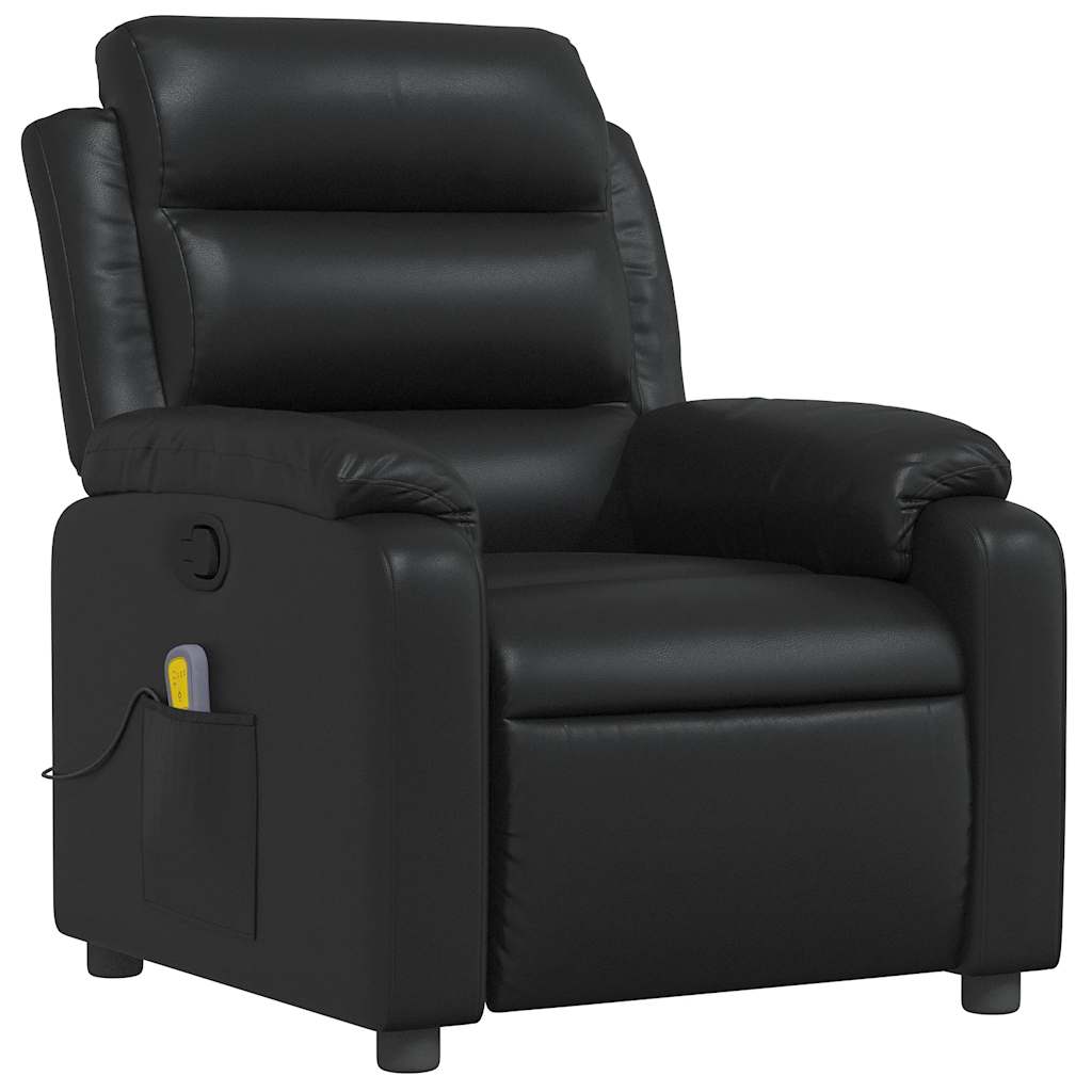 Poltrona de massagens reclinável couro artificial preto