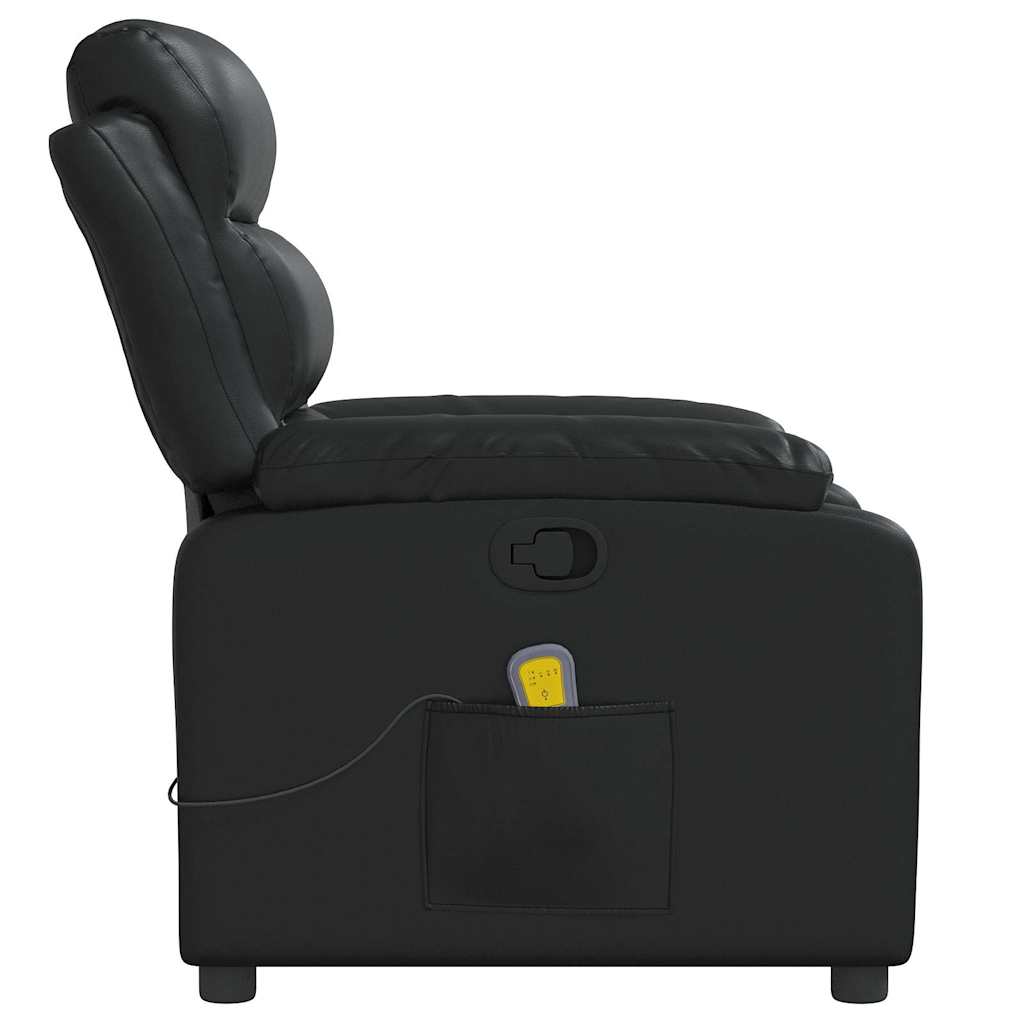 Poltrona de massagens reclinável couro artificial preto