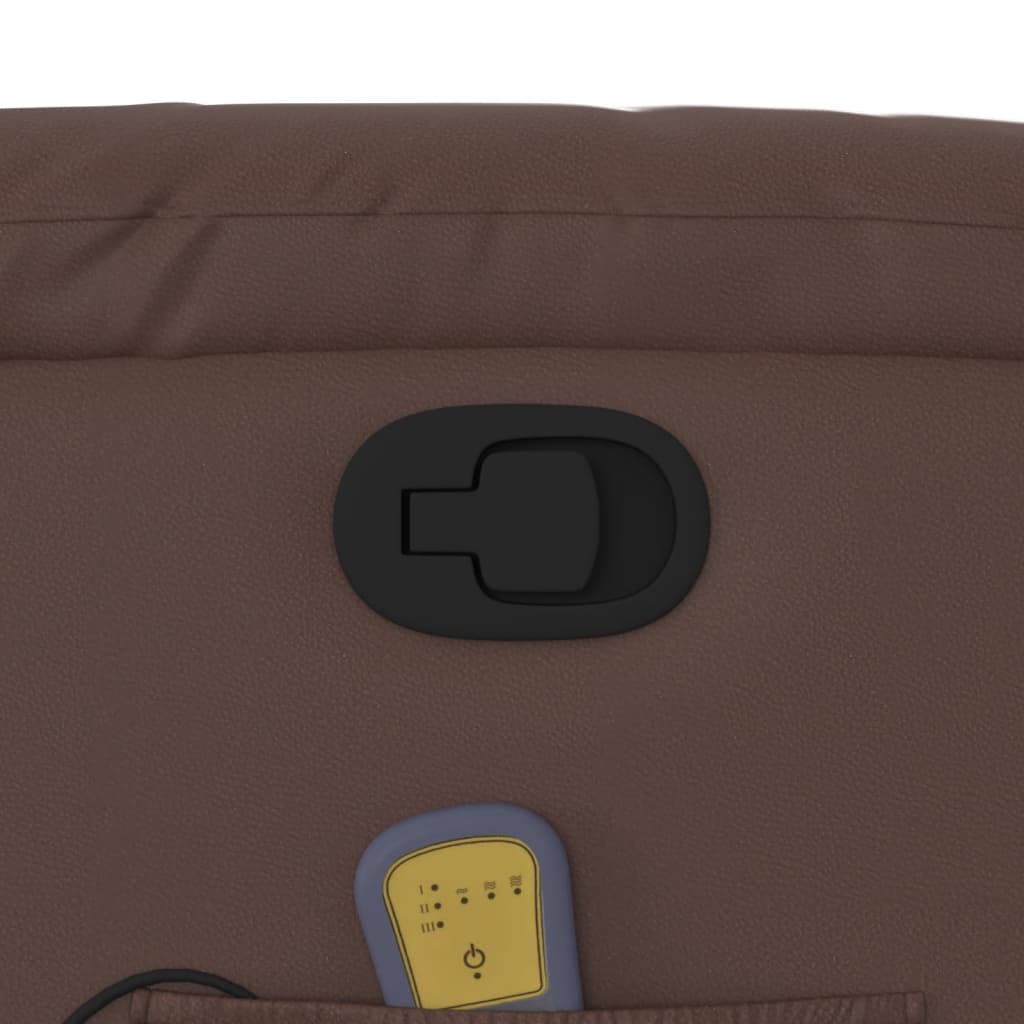 Poltrona de massagens reclinável couro artificial castanho