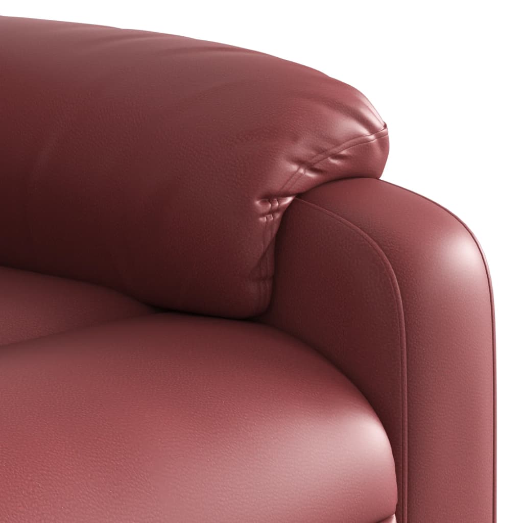 Poltrona massagens reclinável couro artificial vermelho tinto