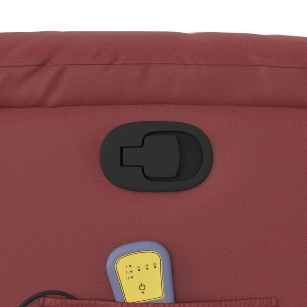 Poltrona massagens reclinável couro artificial vermelho tinto