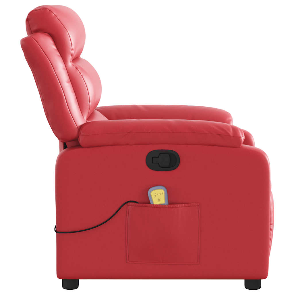 Poltrona de massagens reclinável couro artificial vermelho
