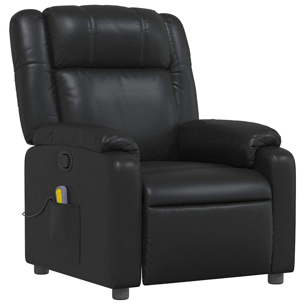Poltrona de massagens reclinável couro artificial preto