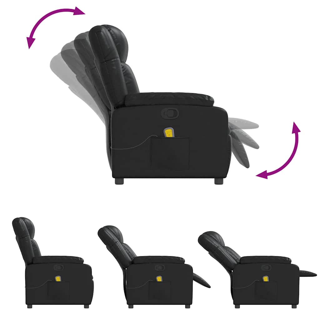Poltrona de massagens reclinável couro artificial preto